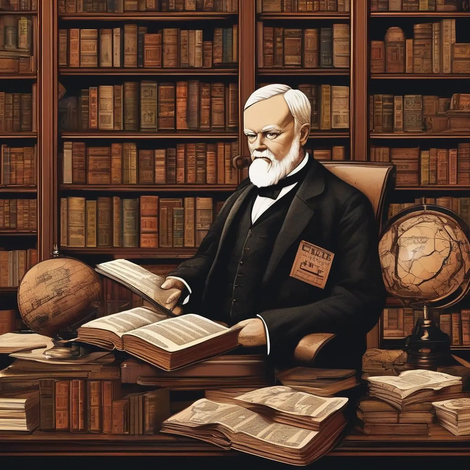 Alter Mann in einer Bibliothek von Axel Heyne